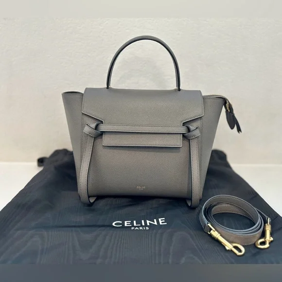 ❤️SOLD❤️ Auth CELINE Micro Grey Belt Bag in Grained Leather 9 x 8 IN - Picture 14 of 16